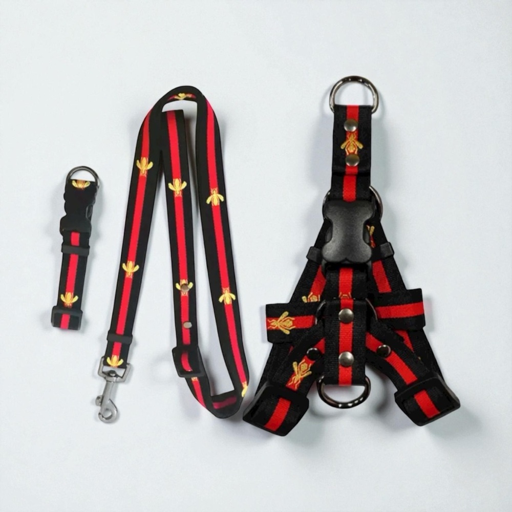 High Fashion Dog Collar & Leash& Harness sett size M Brand New
